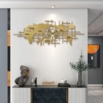 59" Large 3D World Map Wall Clock – Luxury Gold Metal Silent Clock Wall Art for ... - Image 7