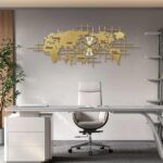 59" Large 3D World Map Wall Clock – Luxury Gold Metal Silent Clock Wall Art for ... - Image 8