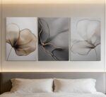 Abstract Floral Canvas Wall Art - Minimalist Gold Line Petal Picture Wall Decor ... - Image 4