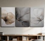Abstract Floral Canvas Wall Art - Minimalist Gold Line Petal Picture Wall Decor ... - Image 6