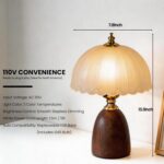 11.8“ Mid-Century Modern Small Table Lamp, Vintage Scalloped Frosted Glass Bedsi... - Image 3
