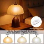 11.8“ Mid-Century Modern Small Table Lamp, Vintage Scalloped Frosted Glass Bedsi... - Image 7