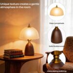 11.8“ Mid-Century Modern Small Table Lamp, Vintage Scalloped Frosted Glass Bedsi... - Image 9