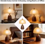 11.8“ Mid-Century Modern Small Table Lamp, Vintage Scalloped Frosted Glass Bedsi... - Image 10