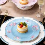 Bone China Dinnerware Set, 12-Piece Vintage Floral Butterfly Plates and Bowls Se... - Image 5