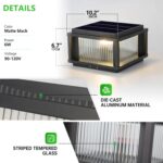 Solar Column Light Outdoor, Cast Aluminum LED IP65 Waterproof 10x10 Outdoor Pill... - Image 8