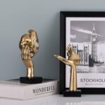 6.5" H Black Gold Art Thinker Figurines 2 PCS, Abstract Small Statues Home Accen... - Image 10