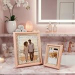 Blush Sakura Pink Farmhouse Photo Frames 10+6 Inch - Handmade Pink-Blue Lace Set... - Image 5