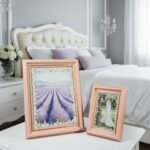 Blush Sakura Pink Farmhouse Photo Frames 10+6 Inch - Handmade Pink-Blue Lace Set... - Image 6