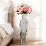 SHYFOY Crushed Diamond Floor Vase, Large Silver Mirror Tall Vases for Floor, Mod... - Image 4