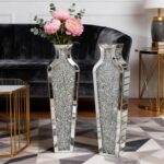 SHYFOY Crushed Diamond Floor Vase, Large Silver Mirror Tall Vases for Floor, Mod... - Image 8