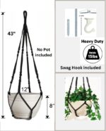 43 Inches Macrame Planter Hanger Large for 12 inch Pot + Swag Hook (Extra Long &... - Image 4