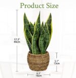 Hollyone Artificial Snake Plant in Woven Basket 17" Faux Sansevieria Trifasciata... - Image 3