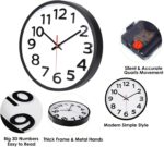 Wall Clock 12 Inch Silent Non-Ticking Big Numbers Easy to Read Wall Clocks Decor... - Image 4