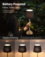 KDG Cordless LED Table Lamp Set of 2, Portables Fabric Shade Desk Lamps, 5000mAh... - Image 5