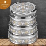 KSJONE Meenakari Designer 3PC Stainless Steel Food Storage Containers with Lids ... - Image 7