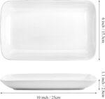 Foraineam Rectangular Salad Plates, 10 Inch White Porcelain Dessert Appetizer Pl... - Image 3