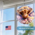 Highland Cow Wind Spinner Outdoor Patriotic Farm Animal Hanging Wind Sculpture 1... - Image 3