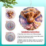 Highland Cow Wind Spinner Outdoor Patriotic Farm Animal Hanging Wind Sculpture 1... - Image 8