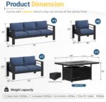 Wisteria Lane Aluminum Patio Furniture Set, 7 Seats Metal Outdoor Furniture Set ... - Image 3