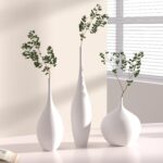 Relexome White Ceramic Vase Modern Boho Wabi-Sabi Flower Vase Set of 3 Decorativ... - Image 5