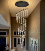HAIXIANG 14.5 Foot High Ceiling Chandelier for Entryway Modern Crystal Lights fo... - Image 5
