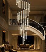 HAIXIANG 14.5 Foot High Ceiling Chandelier for Entryway Modern Crystal Lights fo... - Image 7