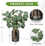 Briful Artificial Eucalyptus Stems in Black Glass Vase with Faux Water, 14" Fake... - Image 3