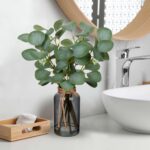 Briful Artificial Eucalyptus Stems in Black Glass Vase with Faux Water, 14" Fake... - Image 4