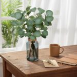 Briful Artificial Eucalyptus Stems in Black Glass Vase with Faux Water, 14" Fake... - Image 5