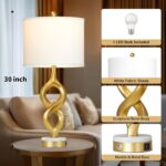 Cinyirong 30" White and Gold Table Lamp for Living Room, Modern Touch Control Be... - Image 3