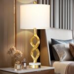 Cinyirong 30" White and Gold Table Lamp for Living Room, Modern Touch Control Be... - Image 4