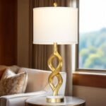 Cinyirong 30" White and Gold Table Lamp for Living Room, Modern Touch Control Be... - Image 5
