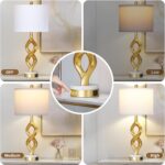 Cinyirong 30" White and Gold Table Lamp for Living Room, Modern Touch Control Be... - Image 6