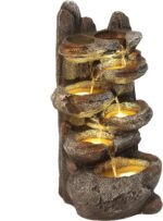 TITIMO 6-Tier Cascading Rock Water Fountain Outdoor Garden Waterfall with Lights... - Image 5