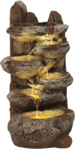 TITIMO 6-Tier Cascading Rock Water Fountain Outdoor Garden Waterfall with Lights... - Image 7