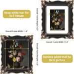Saysmile 8x10 Vintage Picture Frame with Embossed Flower Design, Black Ornate Fr... - Image 4