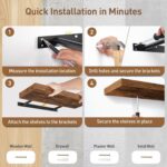 RALGEND Floating Shelves for Wall, 1.5" Thick Wall Shelf Set of 3 with Invisible... - Image 5