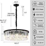 23" 8-Light Modern Crystal Chandelier Light Fixtures 2 Rings Black Luxury Chande... - Image 3