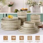 LIANYU Dinnerware Dish Set for 8, 24 Piece Stoneware Plates and Bowls, Ceramic T... - Image 6