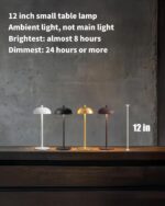 Cordless LED 12" Small Table Lamps Set of 2, Modern Portable Desk Lamp, 3 Color ... - Image 3