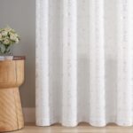 Taisier Home Silver Foil Print Linen Textured Curtains Geometric Dots Pattern De... - Image 4