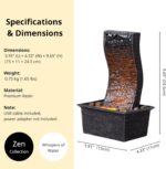 Curved Panel Tabletop Water Fountain LED - Lit - Unique Decorative Waterfall for... - Image 3
