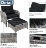 5 Pieces PE Wicker Outdoor Chairs with Ottoman, 5 PCS Rattan Patio Furniture Cha... - Image 3