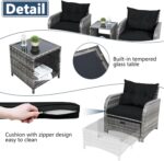 5 Pieces PE Wicker Outdoor Chairs with Ottoman, 5 PCS Rattan Patio Furniture Cha... - Image 4