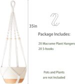 35 Inch Macrame Plant Hanger Indoor with Wood Beads and No Tassels,Strong Hangin... - Image 4