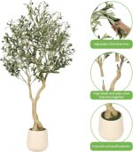 Realead Olive Trees Artificial Indoor - 5FT Faux Olive Tree with White Tall Exqu... - Image 6