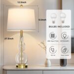 Rinweey 27.5" Clear Glass Table Lamp Set of 2,3-Way Dimmable Touch Control Bedsi... - Image 3