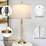 Rinweey 27.5" Clear Glass Table Lamp Set of 2,3-Way Dimmable Touch Control Bedsi... - Image 8