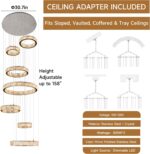 Foyer Chandeliers for High Ceilings, 7-Ring, 158", Luxury Modern Large Crystal H... - Image 5